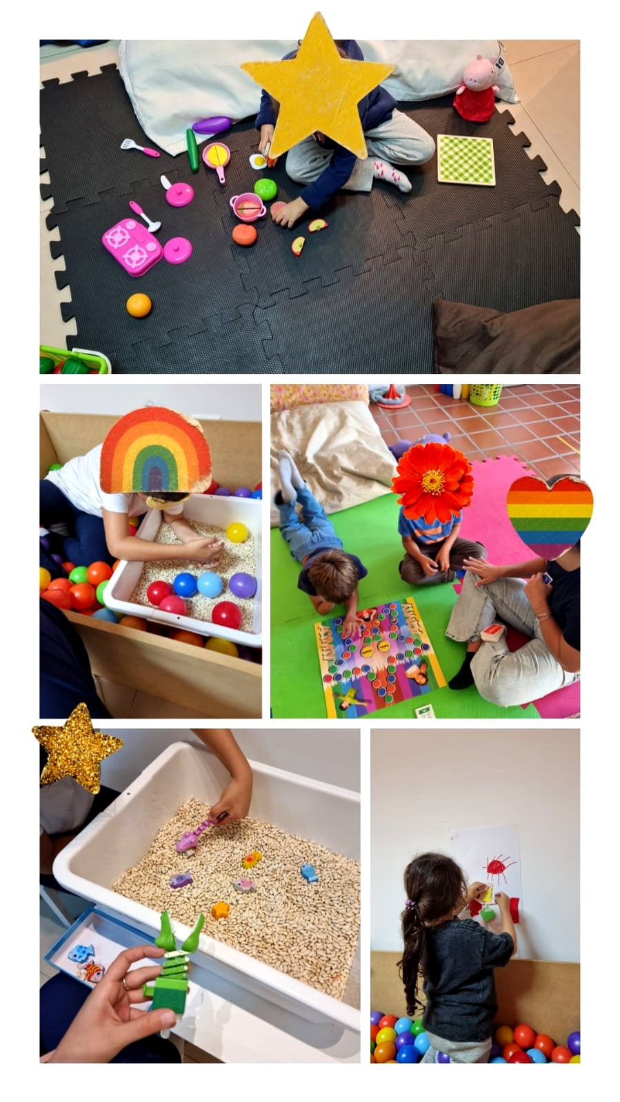 Niños y niñas realizando actividades de Terapia Ocupacional en el consultorio de Lic. Camila Di Rocco